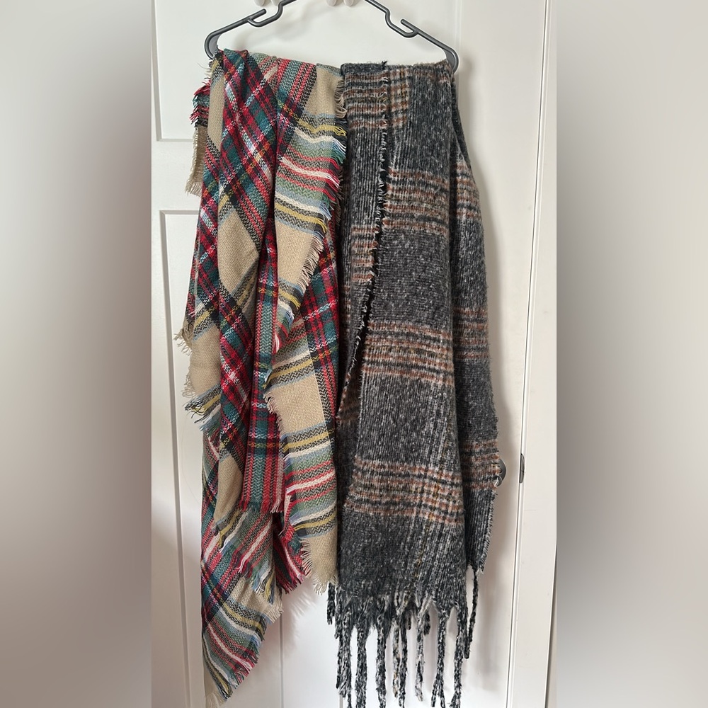 Plaid and Striped Scarves Set